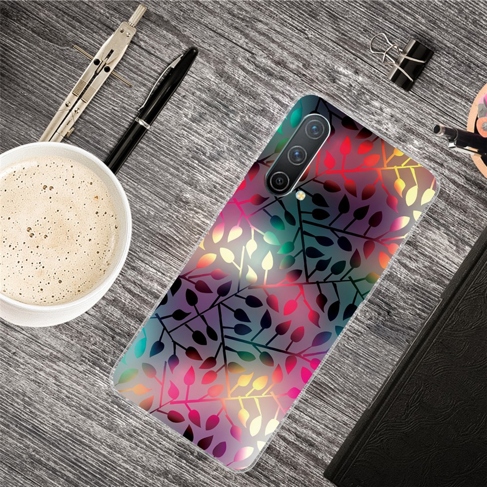 Non-Slip Drop Tested Soft TPU Bumper Pattern Pattern Design Case for OnePlus Nord CE 5G - Treasures Leaves-4