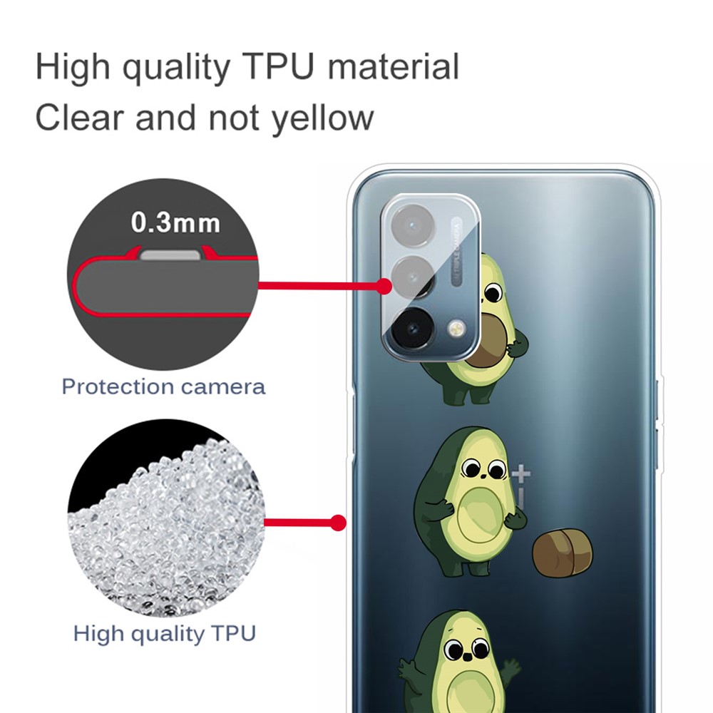 Pattern Printing Soft TPU Anti-Scratch Stylish Drop Protection Phone Case for OnePlus Nord N200 5G - Avocado-3