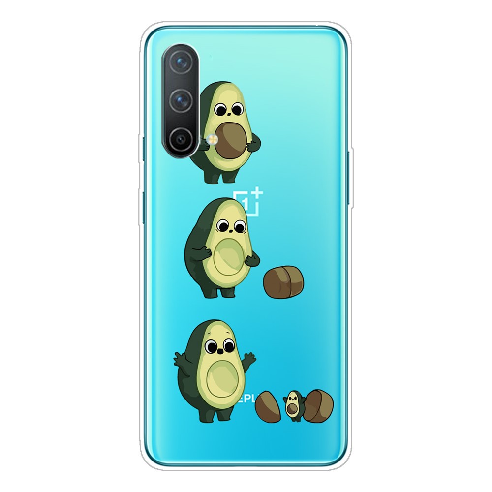 Shockproof Pattern Printing Design Protective Soft TPU Back Bumper Slim Cover for OnePlus Nord CE 5G - Avocado-1