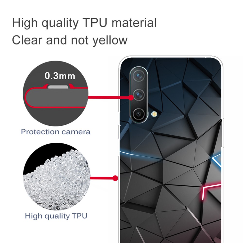 Clear Slim Pattern Soft TPU Anti-Scratch Shockproof Protective Cover for OnePlus Nord CE 5G - Solid Geometry-3