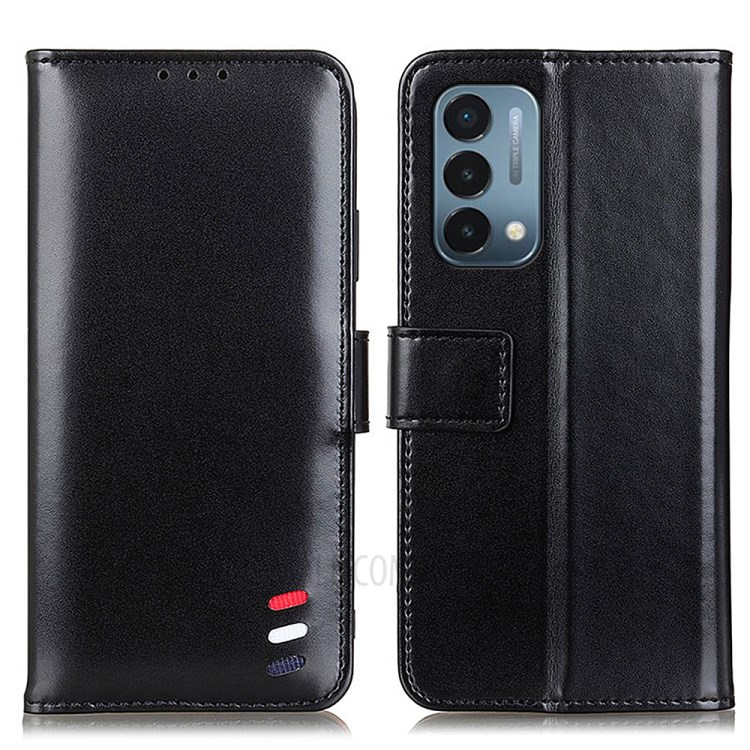 Full Coverage PU Leather Wallet Design Protective Mobile Phone Stand Casing for OnePlus Nord N200 5G - Black-1