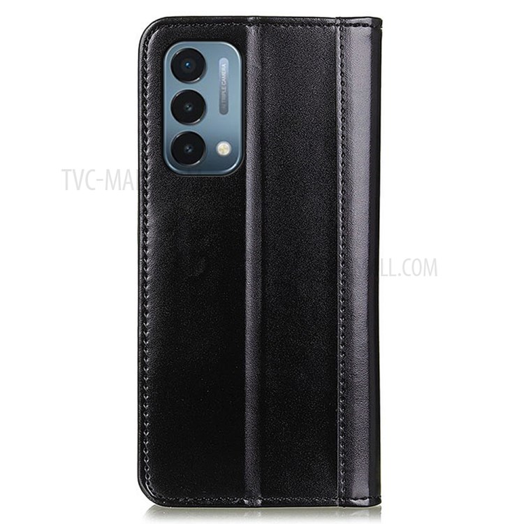 Auto-absorbed Split Leather Wallet Pearl Grain Stand Shell Cover for OnePlus Nord N200 5G - Black-3