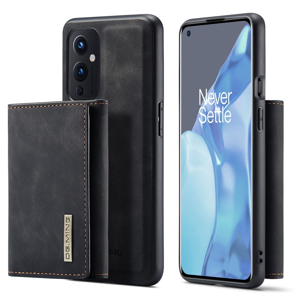 DG.MING M1 Series Detachable 2 in 1 Magnetic Wallet Design Leather Coated Hybrid Case with Kickstand for OnePlus 9 (EU / US Version) - Black-1