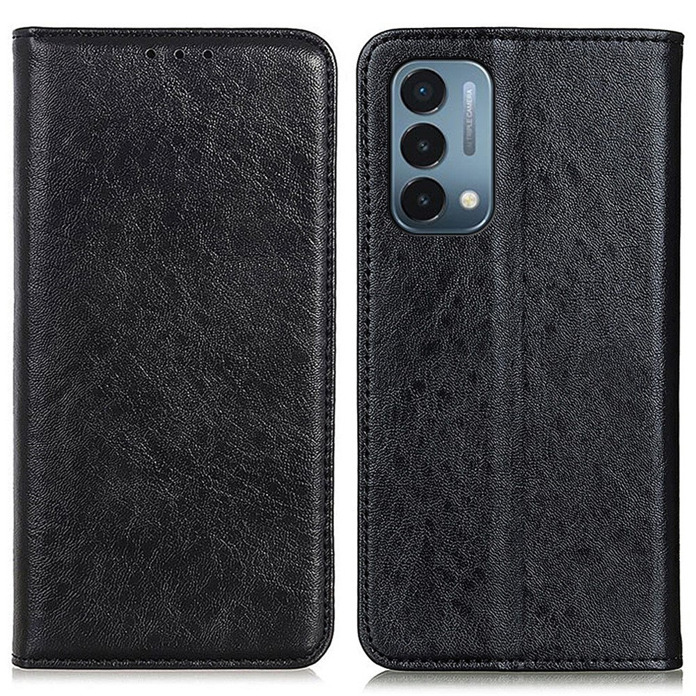 Crazy Horse Texture Auto-absorbed Wallet Leather Phone Stand Case for OnePlus Nord N200 5G - Black-1