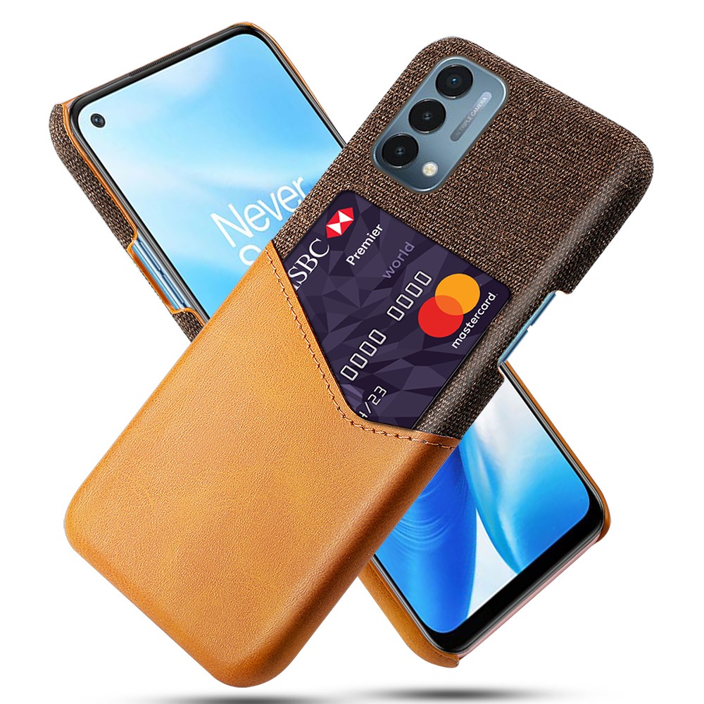 KSQ Cloth Texture Well-Protected Phone Cover Case with Card Slot for OnePlus Nord N200 5G - Brown-1