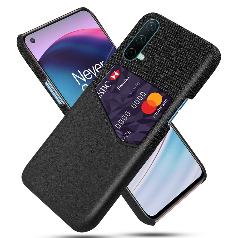 KSQ Cloth Texture Card Slot Design Hybrid Phone Case Protector for OnePlus Nord CE 5G - Black-1