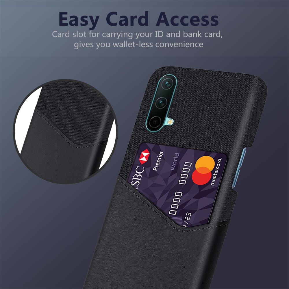 KSQ Cloth Texture Card Slot Design Hybrid Phone Case Protector for OnePlus Nord CE 5G - Black-2