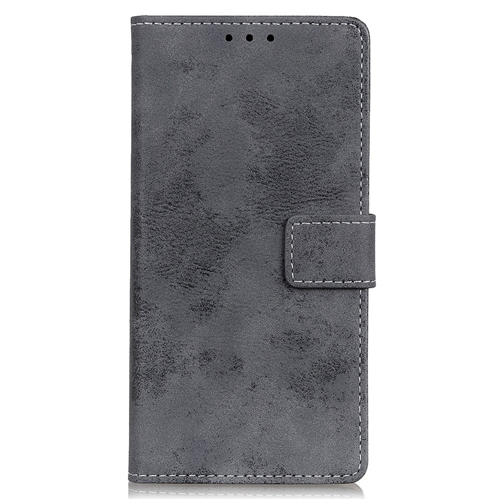 Vintage Style Leather Stand Wallet Design Phone Case for OnePlus Nord N200 5G - Grey-2