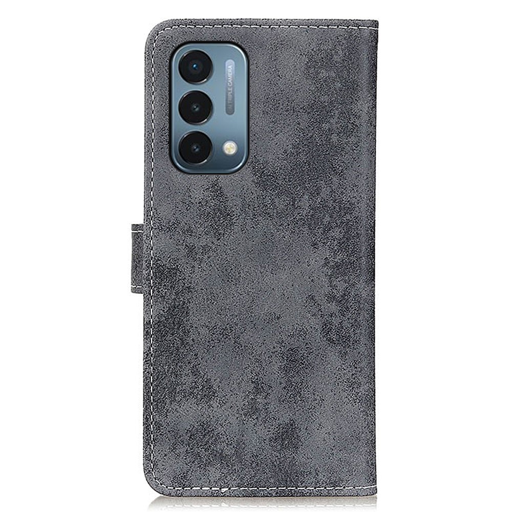 Vintage Style Leather Stand Wallet Design Phone Case for OnePlus Nord N200 5G - Grey-3