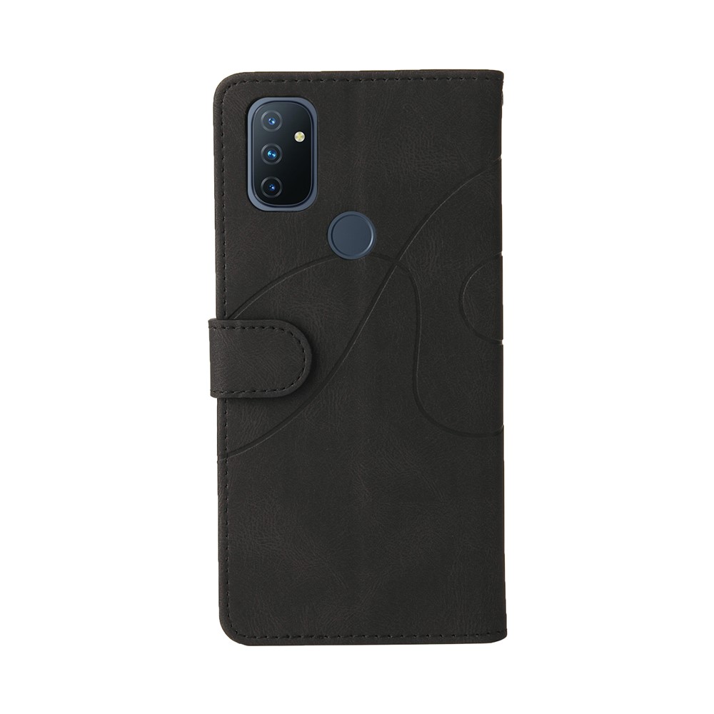 PU Leather Bi-colour Splicing Style Phone Stand Wallet Case Cover for OnePlus Nord N100 - Black-3