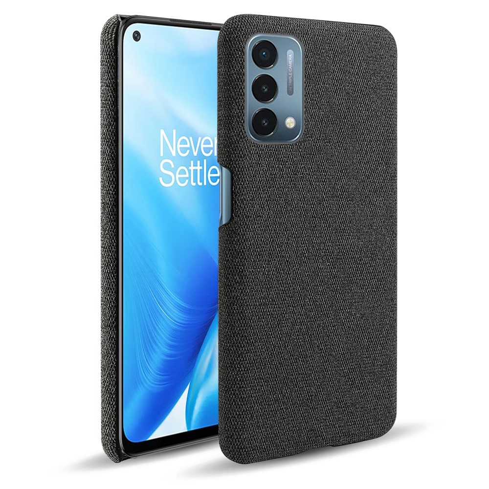 Cloth Coated Hard Plastic Phone Case Cover for OnePlus Nord N200 5G - Black-1