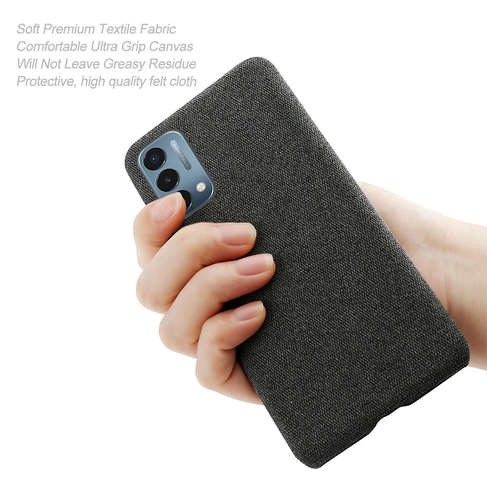 Cloth Coated Hard Plastic Phone Case Cover for OnePlus Nord N200 5G - Black-4