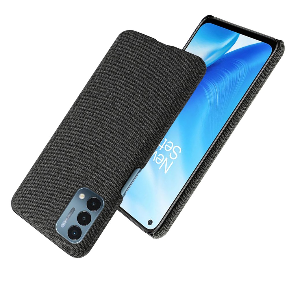 Cloth Coated Hard Plastic Phone Case Cover for OnePlus Nord N200 5G - Black-6