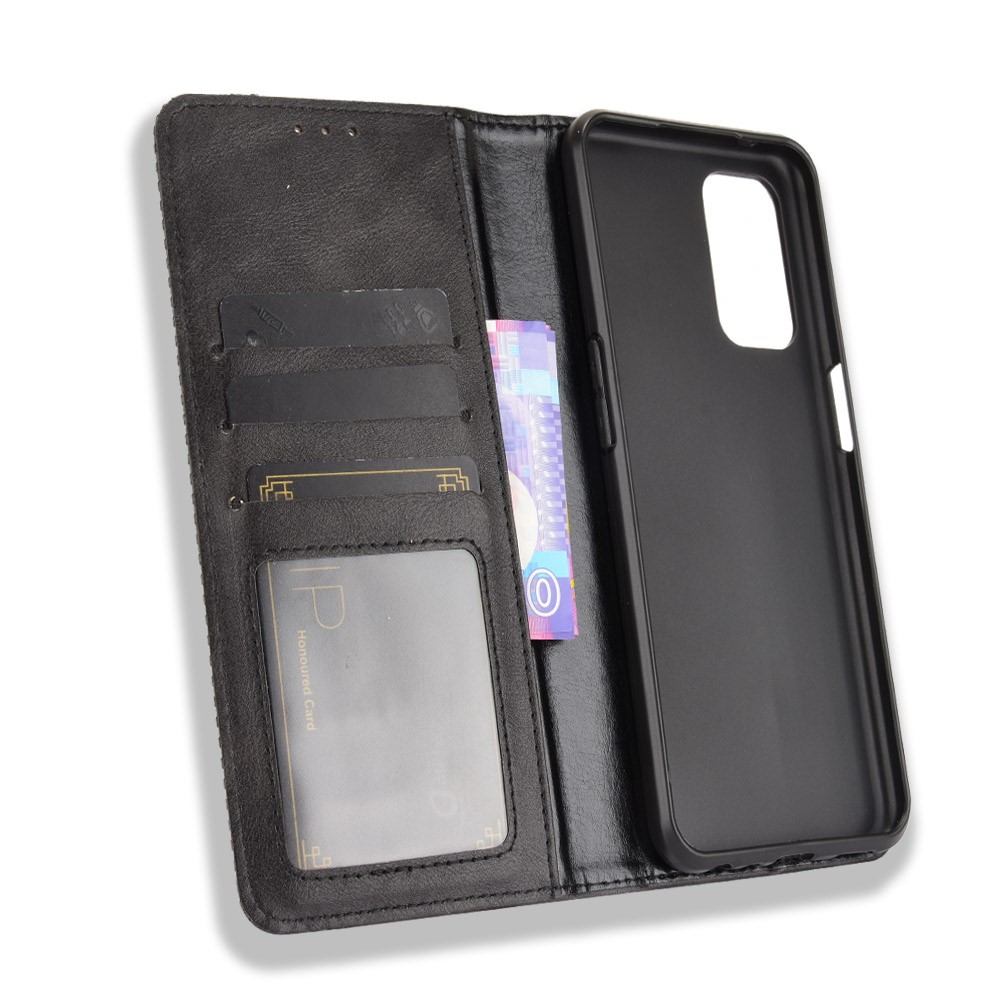 Retro Style Magnetic Closure Leather Wallet Phone Case with Stand for OnePlus Nord N200 5G - Black-6