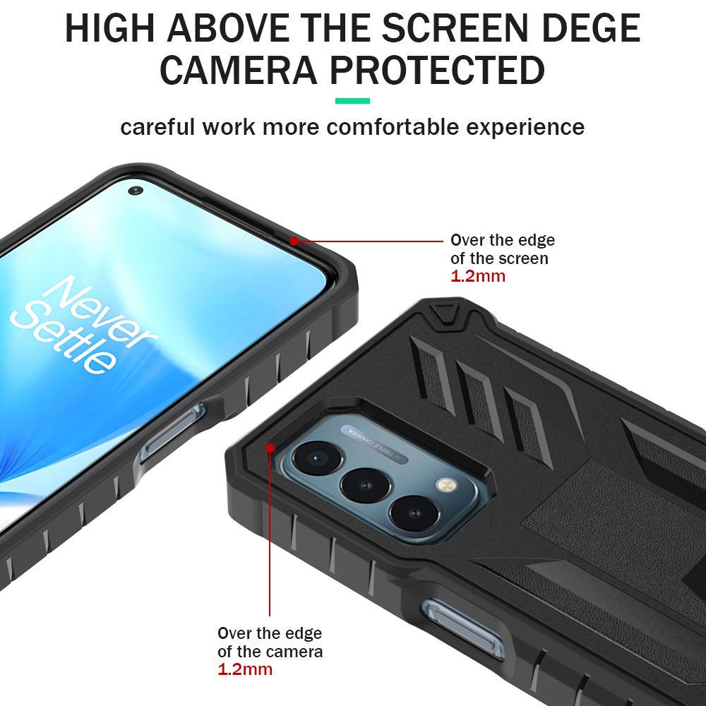 Heavy Duty Shockproof Hard PC + Soft TPU Hybrid Protective Case Built-in Kickstand Swivel Combo Holster Belt Clip for OnePlus Nord N200 5G / Oppo A54 5G / A74 5G / A93 5G - Black-5