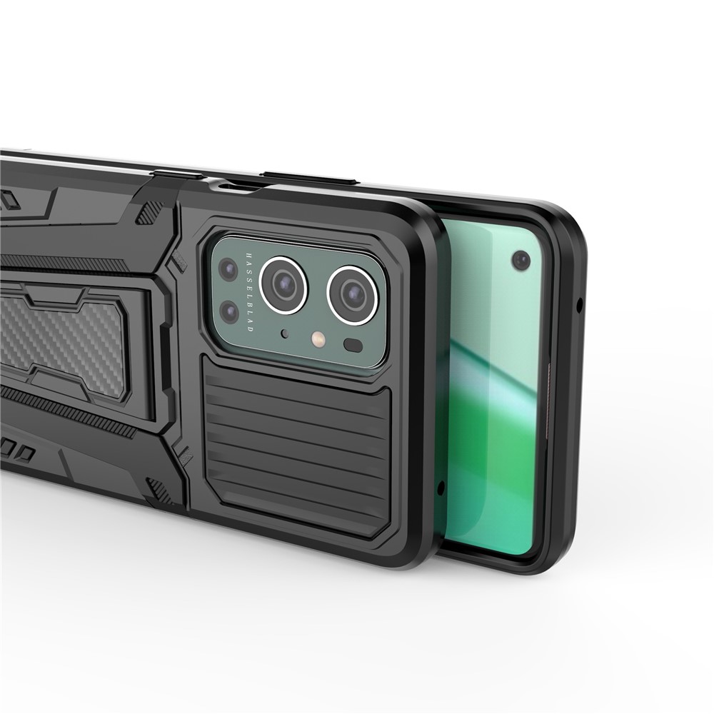 Hard PC Soft TPU Hybrid Impact Car Style with Kickstand Shockproof Protective Case for Plus 9 Pro - Black-10