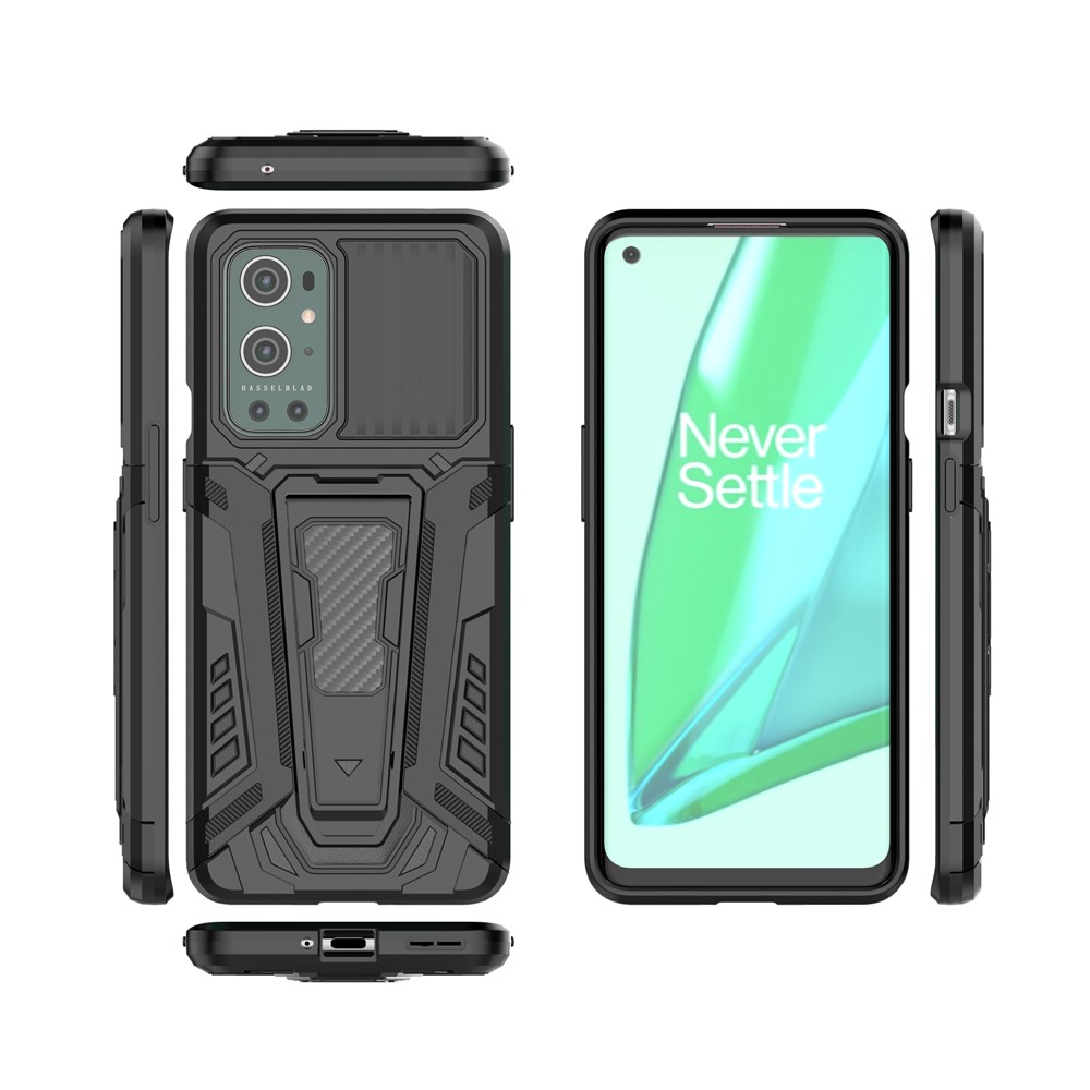 Hard PC Soft TPU Hybrid Impact Car Style with Kickstand Shockproof Protective Case for Plus 9 Pro - Black-12