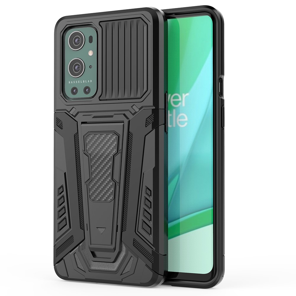 Hard PC Soft TPU Hybrid Impact Car Style with Kickstand Shockproof Protective Case for Plus 9 Pro - Black-2