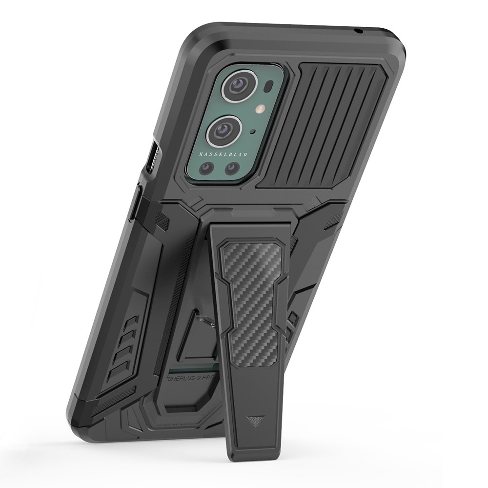 Hard PC Soft TPU Hybrid Impact Car Style with Kickstand Shockproof Protective Case for Plus 9 Pro - Black-3