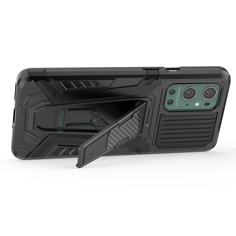 Hard PC Soft TPU Hybrid Impact Car Style with Kickstand Shockproof Protective Case for Plus 9 Pro - Black-4