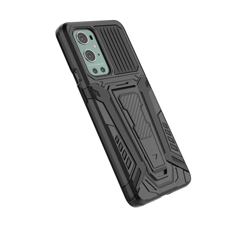Hard PC Soft TPU Hybrid Impact Car Style with Kickstand Shockproof Protective Case for Plus 9 Pro - Black-5