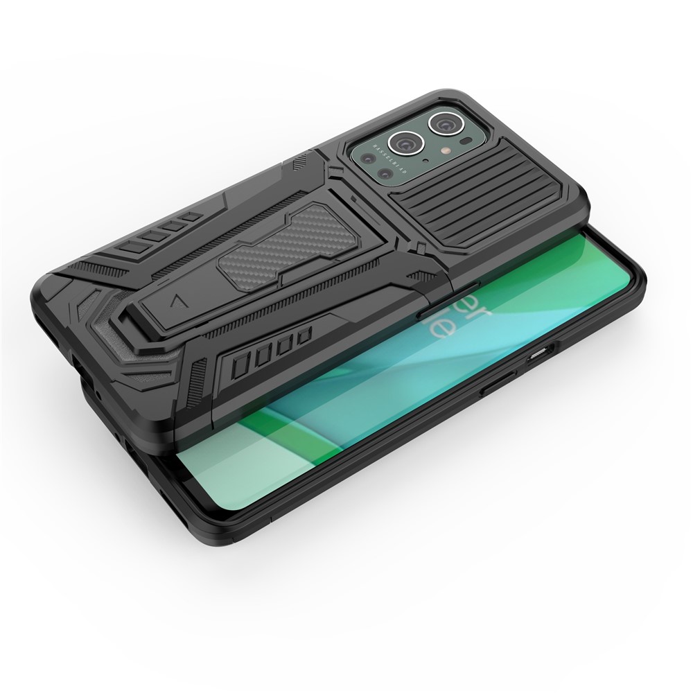 Hard PC Soft TPU Hybrid Impact Car Style with Kickstand Shockproof Protective Case for Plus 9 Pro - Black-7