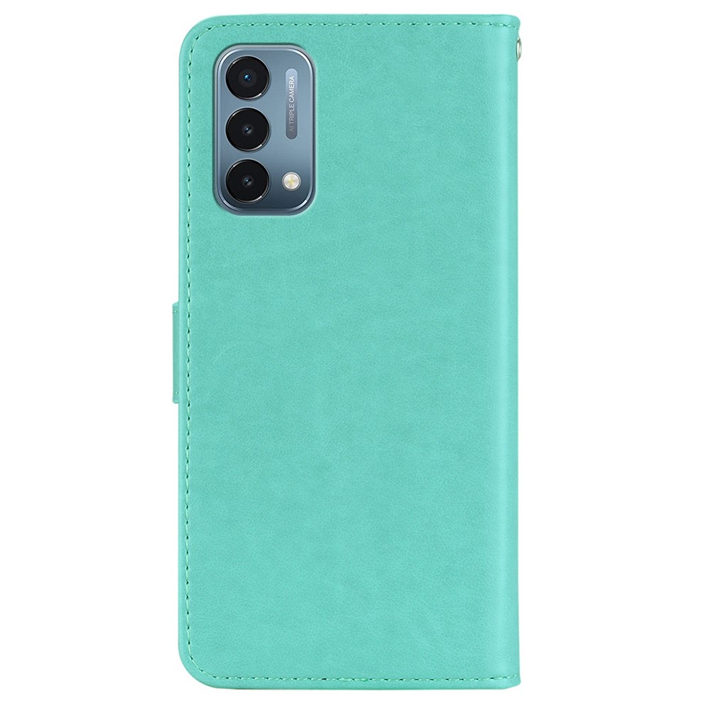 Full Protective Imprint Owl Flower Leather Wallet Stand Phone Case for OnePlus Nord N200 5G - Green-3