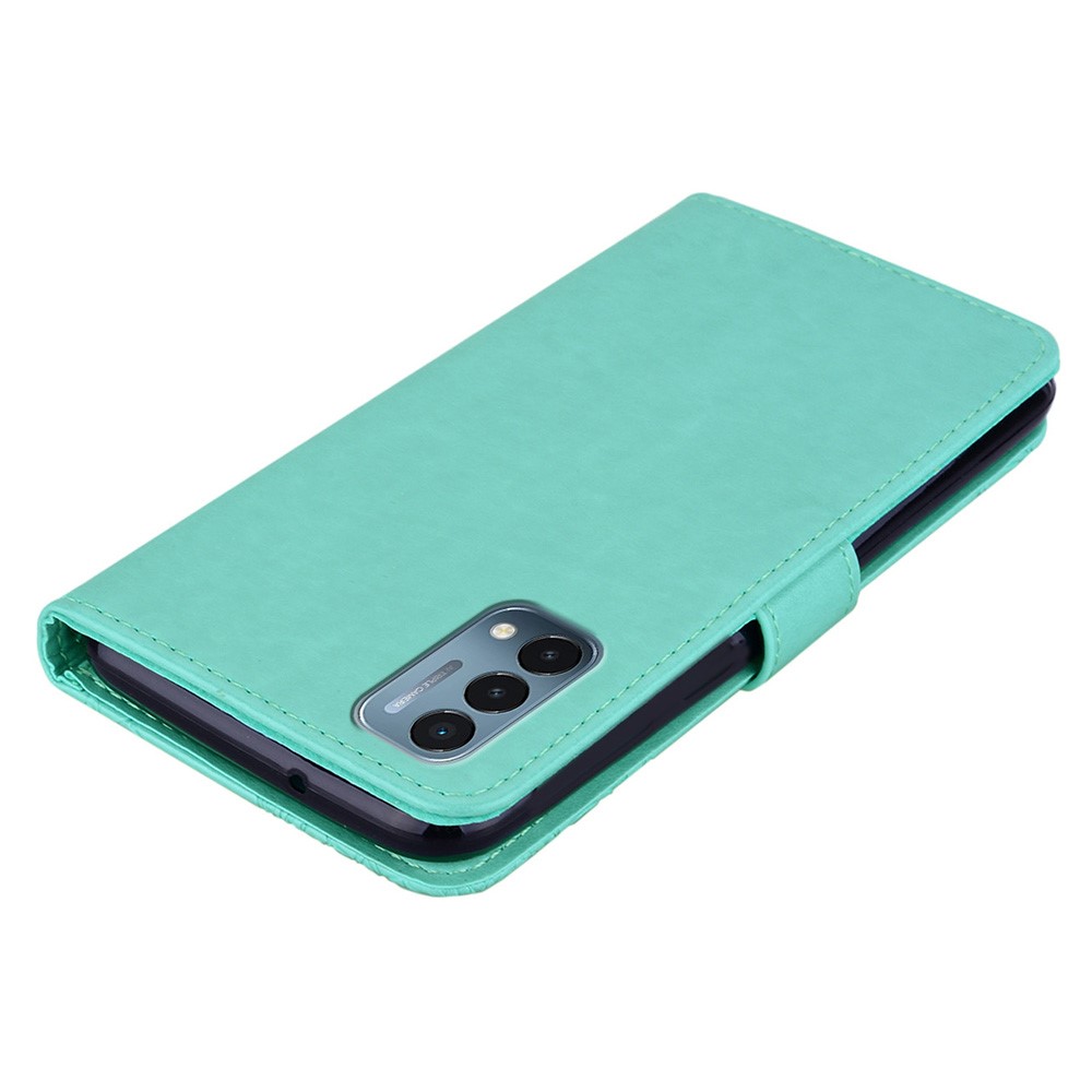 Full Protective Imprint Owl Flower Leather Wallet Stand Phone Case for OnePlus Nord N200 5G - Green-7