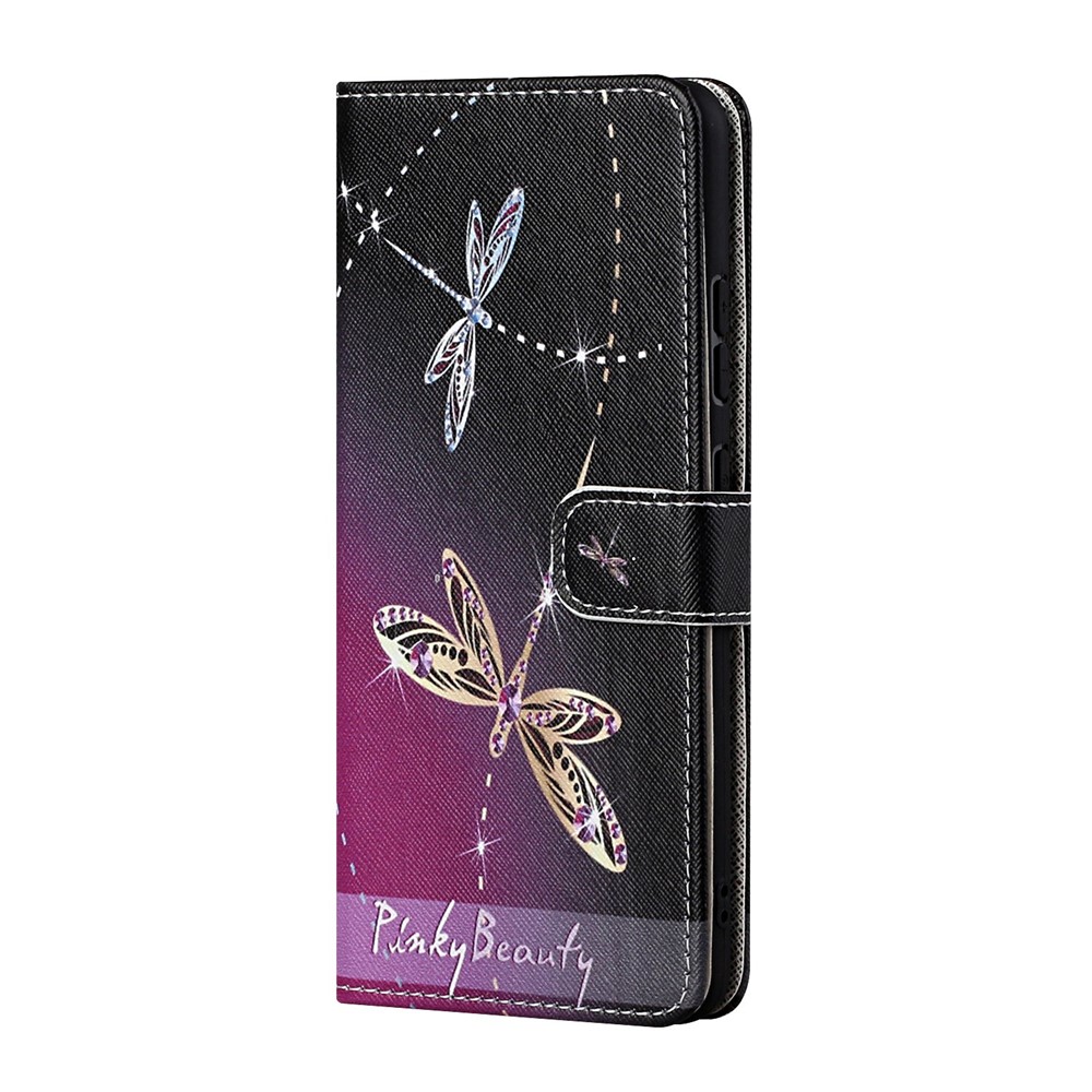 Pattern Printing Cross Texture Leather Wallet Phone Stand Case Cover for OnePlus Nord CE 5G - Dragonfly-3