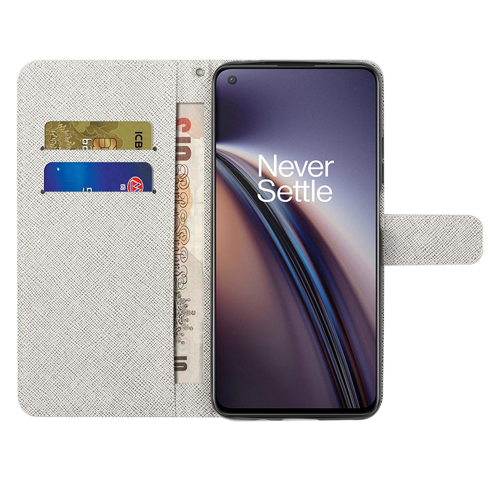 Pattern Printing Cross Texture Leather Wallet Phone Stand Case Cover for OnePlus Nord CE 5G - Dragonfly-6