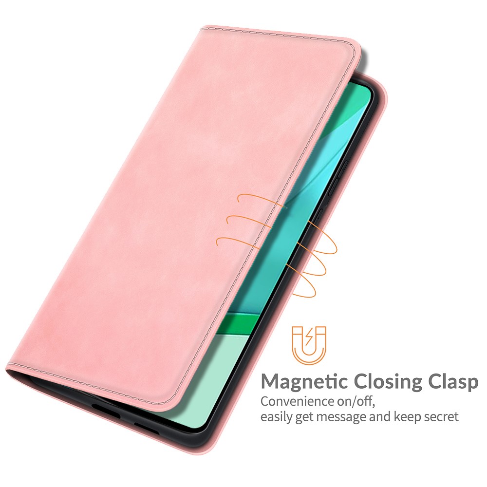 Wallet Stand Design Full Protection Magnetic Auto-absorbed Leather Phone Case Cover for OnePlus 9 Pro - Pink-3