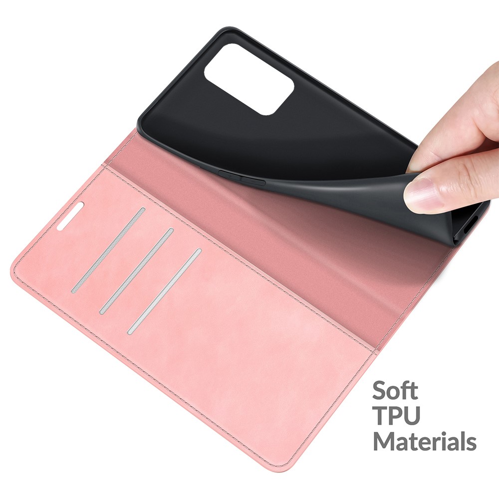 Stand De Portefeuille Conception Pleine Protection Magnétique Auto-Absorbed Cuir Coffre De Téléphone Pour Oneplus 9 Pro - Rose