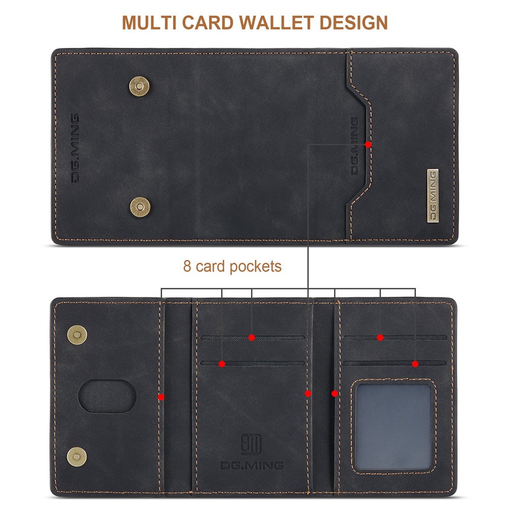 Dg. Ming M2 Série Magnetic Wallet Design Case Híbrida Com Suporte Sem Fio Para Suportar Kickstand Para OnePlus Nord 2 5G - Preto