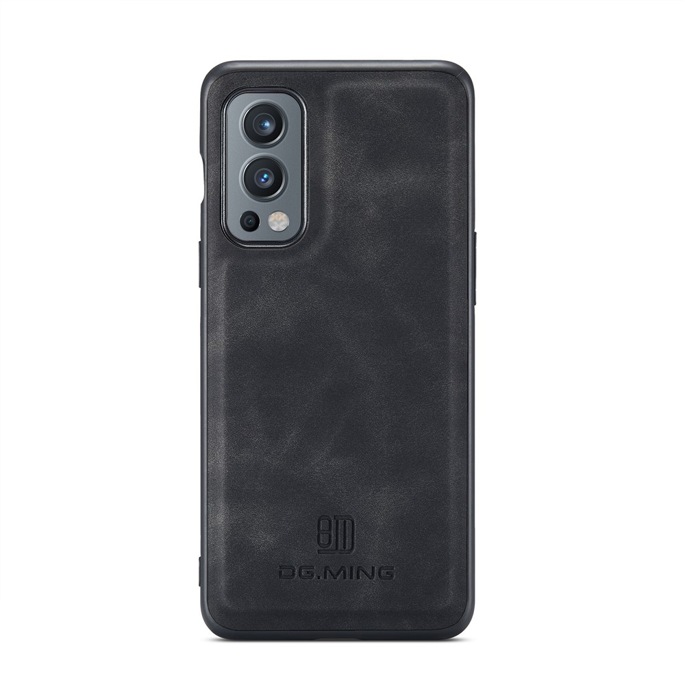 DG.MING M2 Series Magnetic Wallet Design Hybrid Case with Kickstand Support Wireless Charging for OnePlus Nord 2 5G - Black-3