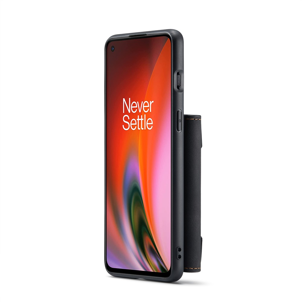 DG.MING M2 Series Magnetic Wallet Design Hybrid Case with Kickstand Support Wireless Charging for OnePlus Nord 2 5G - Black-4