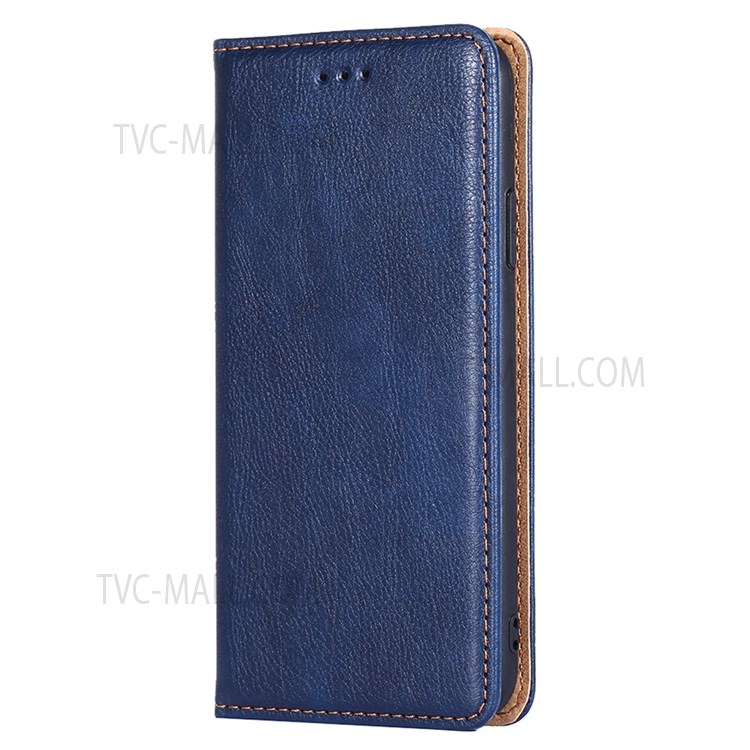 Solid Color Magnetic Auto-absorbed PU Leather Phone Protective Shell Case with Wallet Stand for OnePlus 9RT 5G - Blue-2