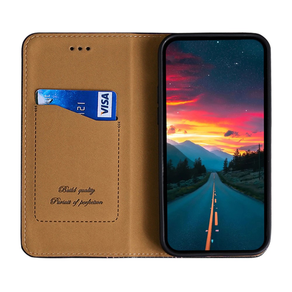 Plaid Pattern Splicing PU Leather Stand Card Slot Auto Magnetic Closed Case for OnePlus 9RT 5G - Black-4