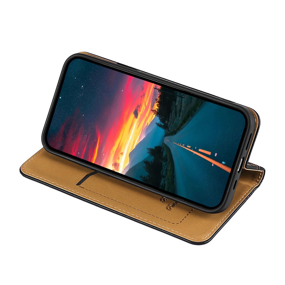 Plaid Pattern Splicing PU Leather Stand Card Slot Auto Magnetic Closed Case for OnePlus 9RT 5G - Black-5