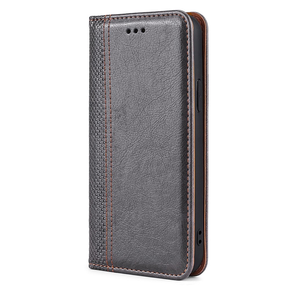 Plaid Pattern Splicing PU Leather Stand Card Slot Auto Magnetic Closed Case for OnePlus 9RT 5G - Grey-2