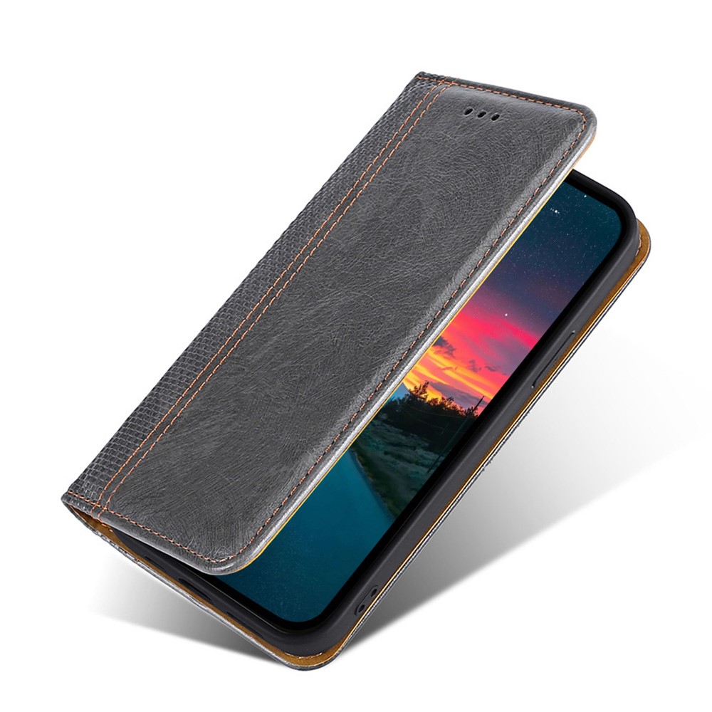 Plaid Pattern Splicing PU Leather Stand Card Slot Auto Magnetic Closed Case for OnePlus 9RT 5G - Grey-6