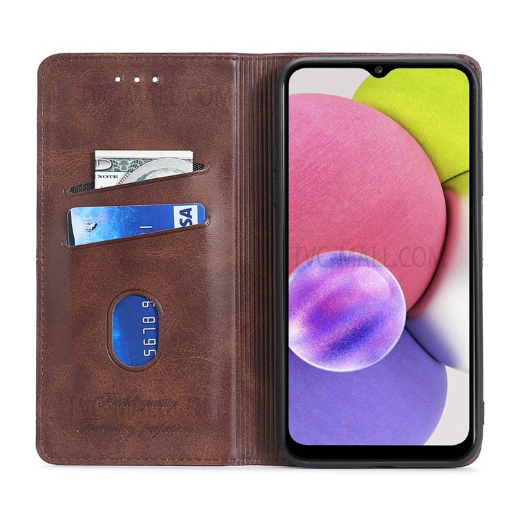 Anti-fall Scratch-resistant Card Slots Design Magnetic Closing Leather Phone Stand Cover Case for OnePlus 9RT 5G - Dark Brown-4