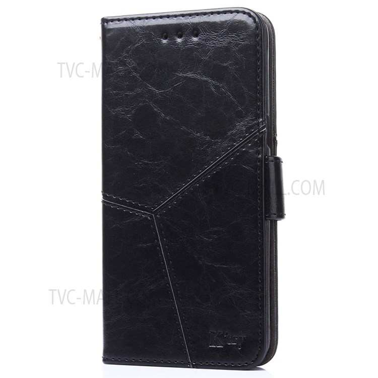 Splicing Geometric Pattern Anti-fall Leather Wallet Stand Phone Case Shell for OnePlus 9RT 5G - Black-2
