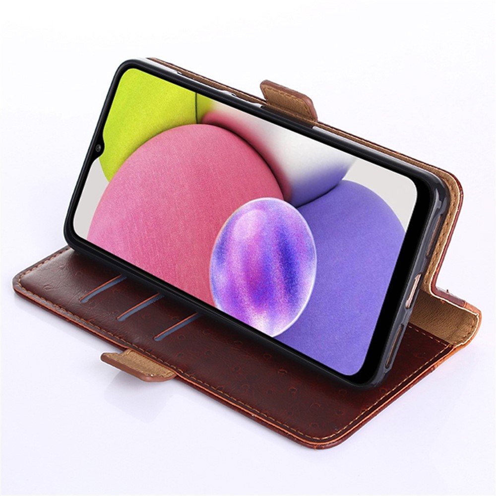 Stand Bookstyle Ostrich Texture PU Leather Wallet Magnetic Phone Case for OnePlus 9RT 5G - Red-5