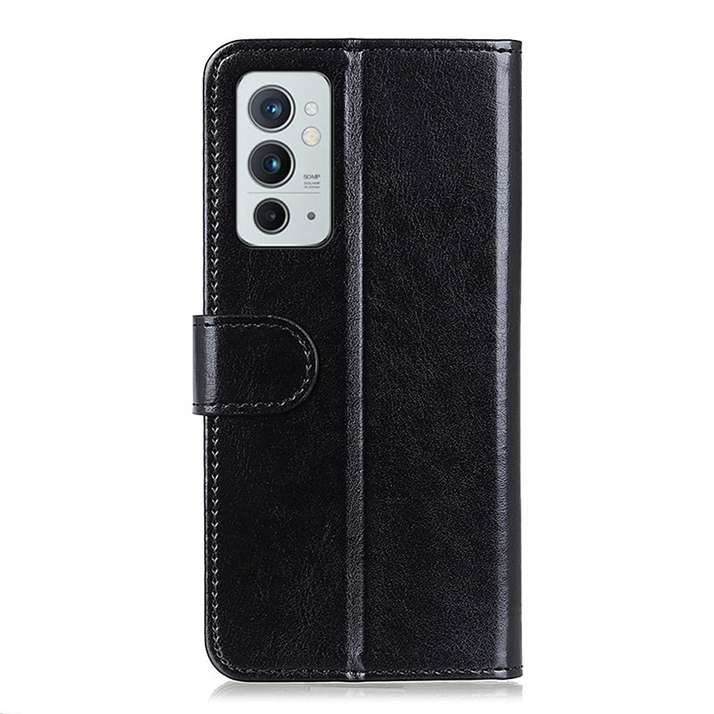Crazy Horse Texture PU Leather Magnetic Clasp Flip Folio Wallet Stand Well-Protected Phone Case for OnePlus 9RT 5G - Black-3
