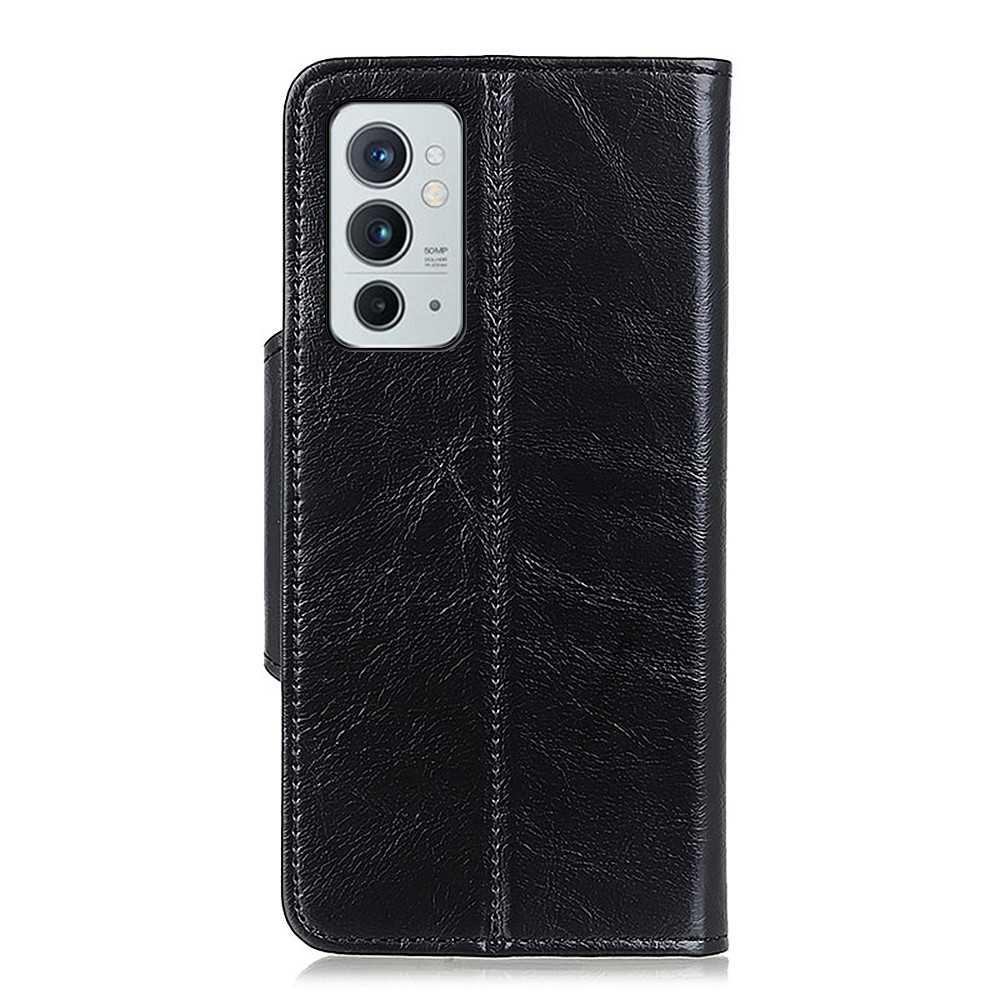 KHAZNEH Stand PU Leather Wallet Magnetic Closure Anti-Drop Stylish Protective Cover Case for OnePlus 9RT 5G - Black-3