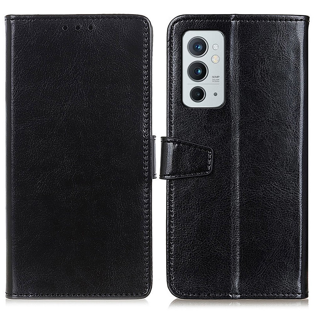 Anti-Drop Case Full Protection Leather Wallet Phone Stand Cover Shell for OnePlus 9RT 5G - Black-1