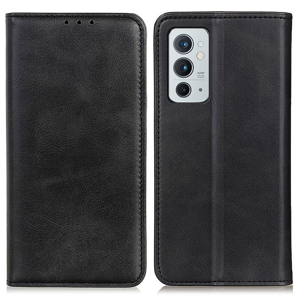 Split Leather Cover + TPU Inner Case Auto-Absorbed Wallet Stand Feature Protective Cover for OnePlus 9RT 5G - Black-1
