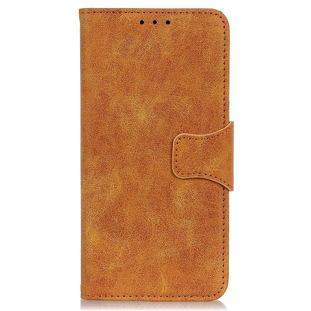 Folio Flip Retro Style Split Leather Wallet Protective Case with Adjustable Stand Design for OnePlus 9RT 5G - Yellow-2