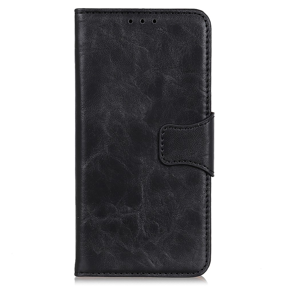 Folio Flip Crazy Horse Texture Split Leather Wallet Protective Case with Adjustable Stand Design for OnePlus 9RT 5G - Black-2