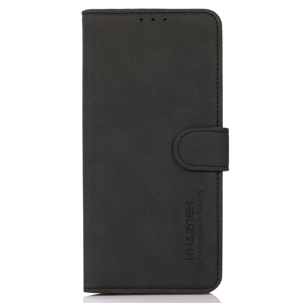 KHAZNEH Wallet Design Full Coverage Textured Leather Phone Cover Case with Adjustable Stand for OnePlus 9RT 5G - Black-2